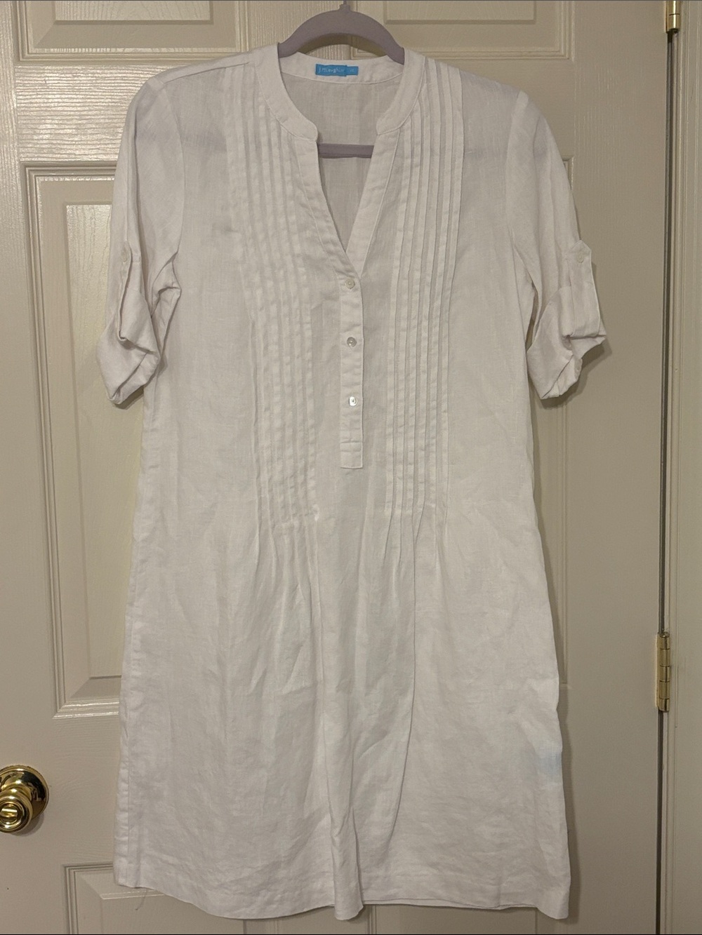 J. McLaughlin White Linen Pintuck Riviera Dress